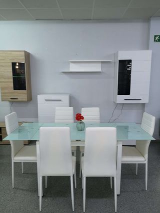 Mesa extensible + 6 sillas blanca - envío gratis