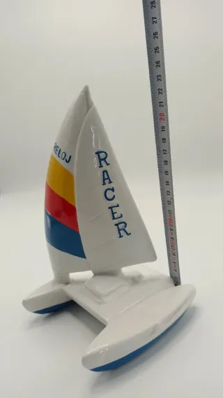 Figura velero Reloj Racer porcelana publicitaria