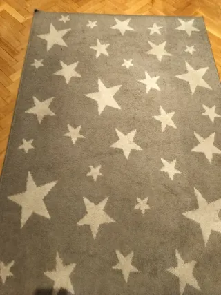Alfombra juvenil estrellas gris y blanco