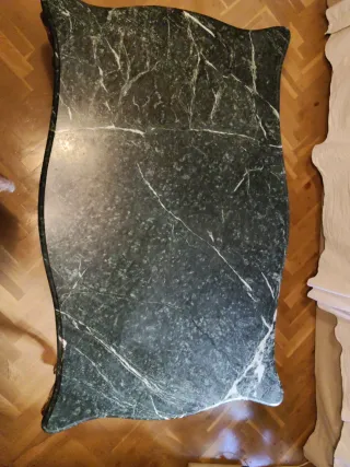 Mesa antigua mármol verde y madera