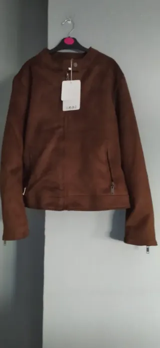 Chaqueta antelina mujer marrón