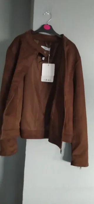 Chaqueta antelina mujer marrón