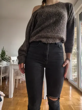 Pantalones vaqueros negros tiro alto Talla M