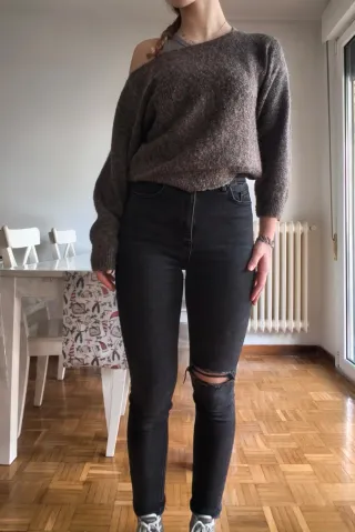 Pantalones vaqueros negros tiro alto Talla M