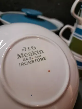 Vajilla cerámica azul y verde