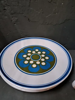 Vajilla cerámica azul y verde