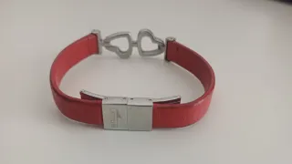 Pulsera Lotus Corazones Roja y Plateada