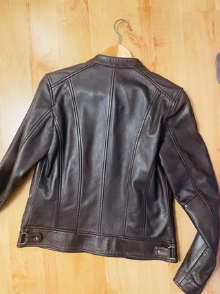 Chaqueta de piel marrón mujer