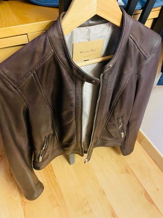 Chaqueta de piel marrón mujer