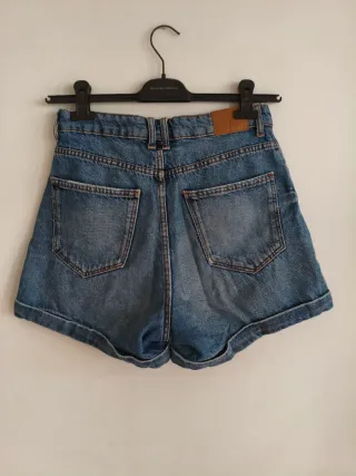 Pantalones cortos vaqueros azules tiro medio-alto