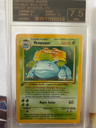 Venusaur Base Set 1ª Edición Holo SPA 7.5 NM+