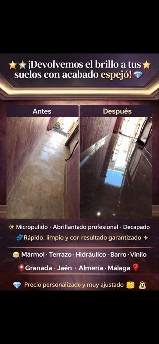 Abrillantado de mármol-terrazo – hidráulico-barro.