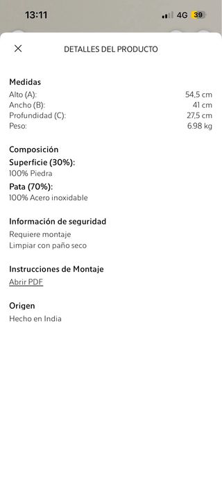 Mesa Auxiliar Zara Home Mármol y Metal