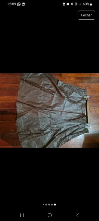 Saia imitação pele Cortefiel castanha