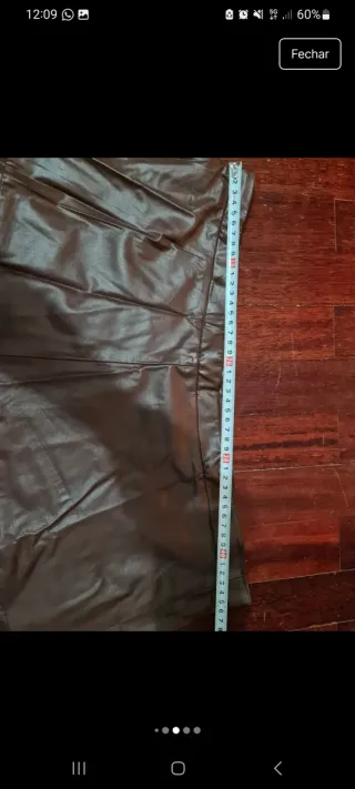 Saia imitação pele Cortefiel castanha