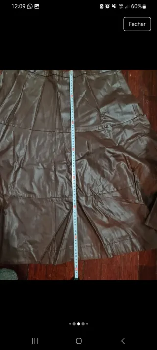 Saia imitação pele Cortefiel castanha