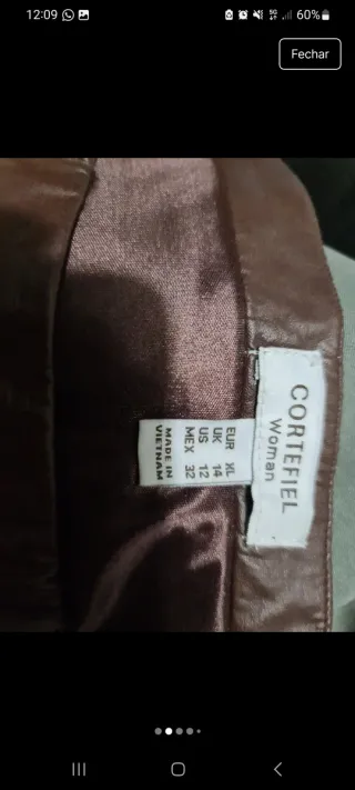 Saia imitação pele Cortefiel castanha