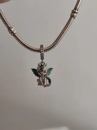 Charm Dragón de Plata Ley para Pandora