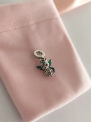 Charm Dragón de Plata Ley para Pandora
