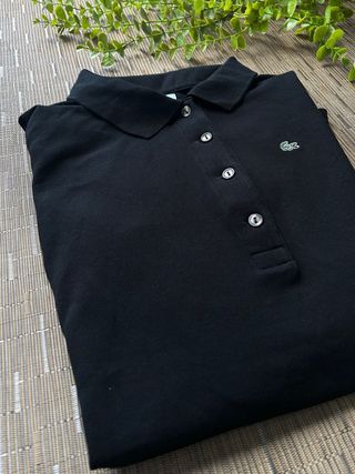 Polo Lacoste Manga Larga Talla S/M Negro