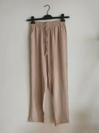 Pantalones largos mujer beige