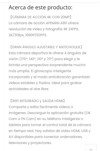 Cámara de acción APEMAN A80 4K