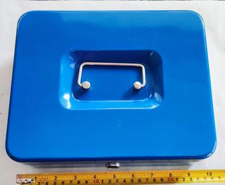 Cassetta Sicurezza Metallo Blu + Chiave - Ottima