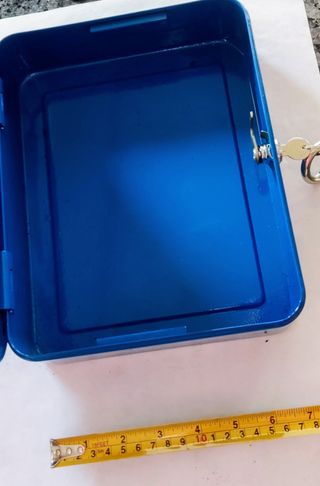 Cassetta Sicurezza Metallo Blu + Chiave - Ottima
