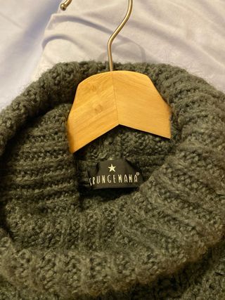 Vestido lana verde cuello alto talla XL