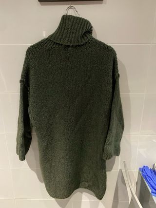 Vestido lana verde cuello alto talla XL