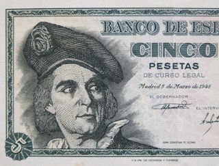 Billete 5 Pesetas España 5 Marzo 1948 EBC.