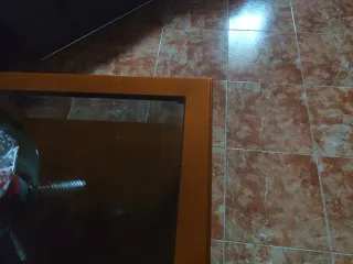 Mesa de centro cuadrada madera y cristal