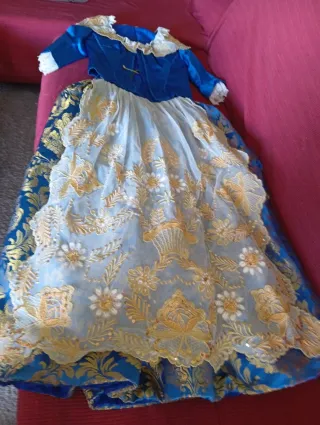 Traje Fallera Talla 36-38 Azul Dorado
