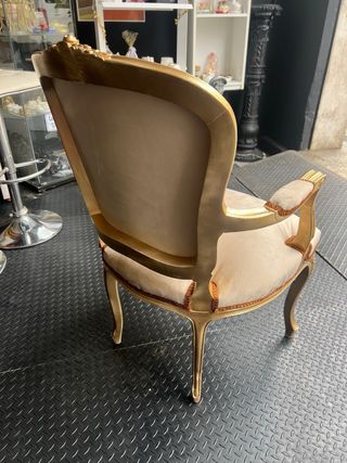 Silla Luis XV Beige y Dorada