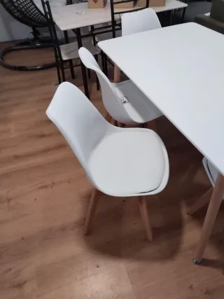 Mesa de comedor blanca con 6 sillas
