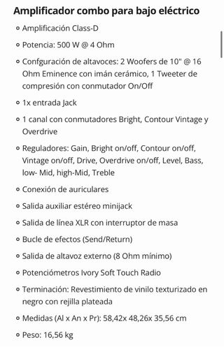 Amplificador Bajo Fender Rumble 500