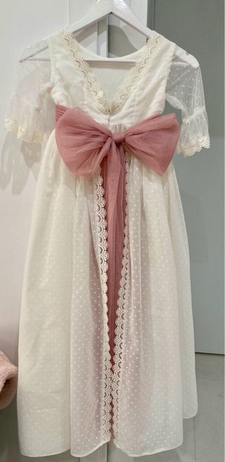 Vestido de Comunión Blanco y Rosa