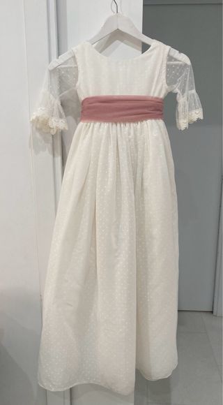 Vestido de Comunión Blanco y Rosa