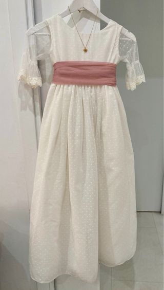 Vestido de Comunión Blanco y Rosa