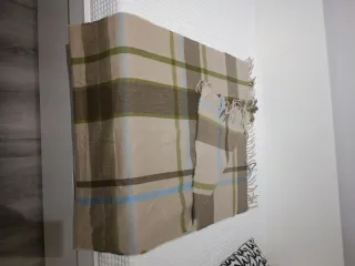 Bufanda Mango cuadros beige, azul y verde