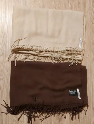 Sciarpa marrone e beige con frange