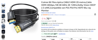 Cable HDMI CRATREE 8K Fibra Óptica 20m
