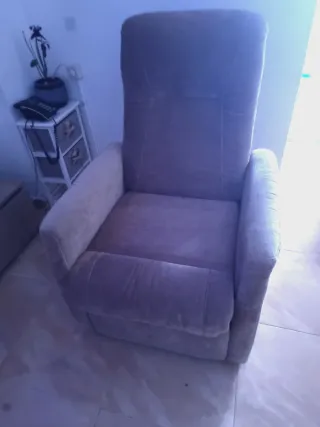 Sofá reclinable gris de tela Eléctrico