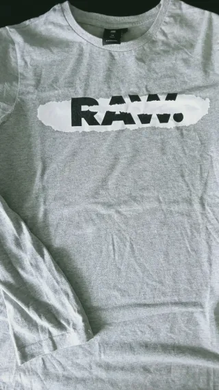 Camiseta G-Star RAW Gris Logo Manga Larga Talla 14
