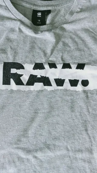 Camiseta G-Star RAW Gris Logo Manga Larga Talla 14