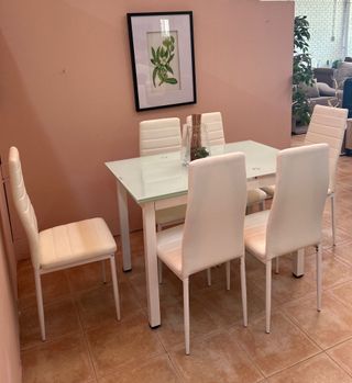 Mesa cristal extensible con 6 sillas NUEVA