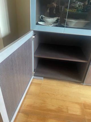 Mueble de salón almacenaje y vitrina wengué