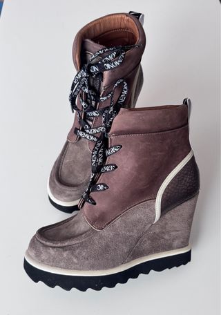 Botines Nemonic Mujer Marrón/Gris