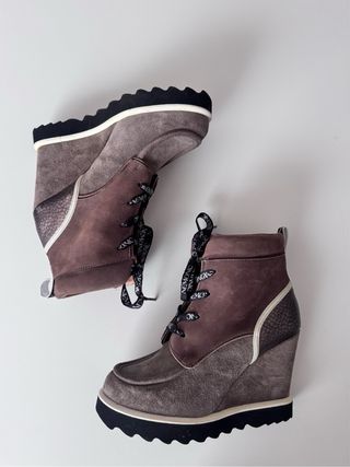 Botines Nemonic Mujer Marrón/Gris