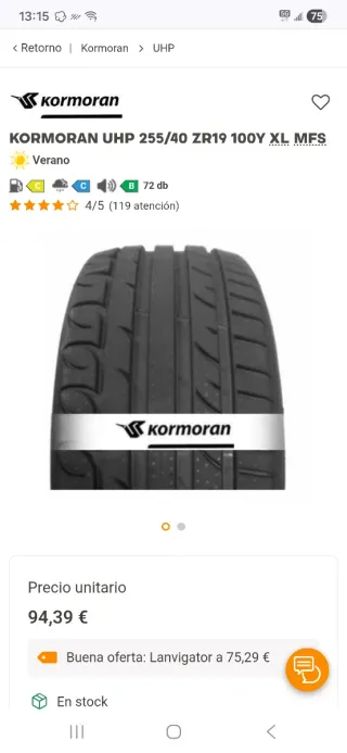 2 Neumáticos Kormoran 255/40 R19 100Y Dot 1223